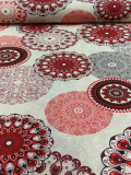 Dekorvászon - piros-bordó mandala loneta vászon