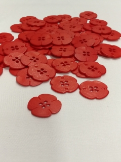 piros virág formájú gomb