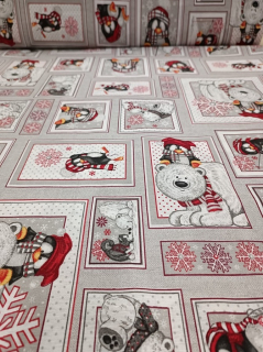 Dekorvászon - pingui karácsonyi loneta vászon